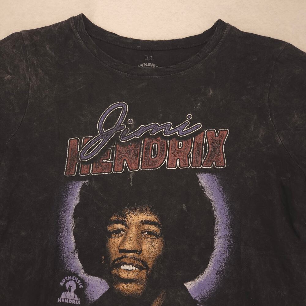 Jimi Hendrix Band Crew Neck Short Sleeve Graphic Shirt Mens Size L Black Purple